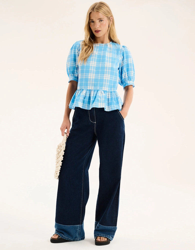 Ellie Frill Hem Puff Sleeve Printed Cotton Blouse