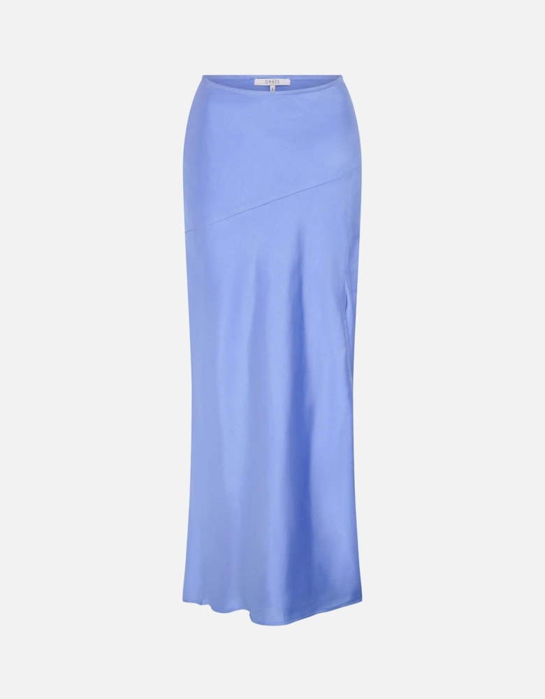 Jackie Asymmetric Midi Skirt in Blue