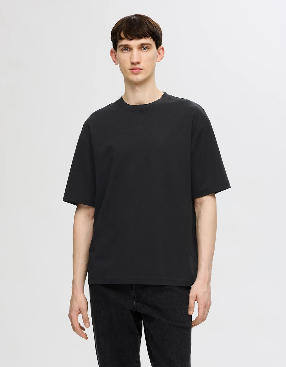 Homme Oscar Loose Short Sleeve O-neck Tee Black, 7 of 6