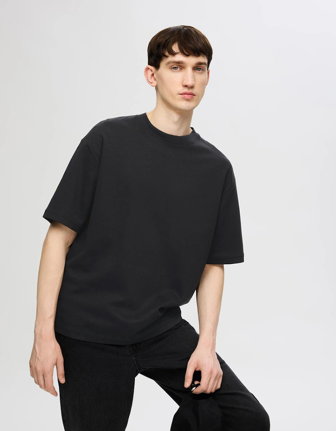 Homme Oscar Loose Short Sleeve O-neck Tee Black