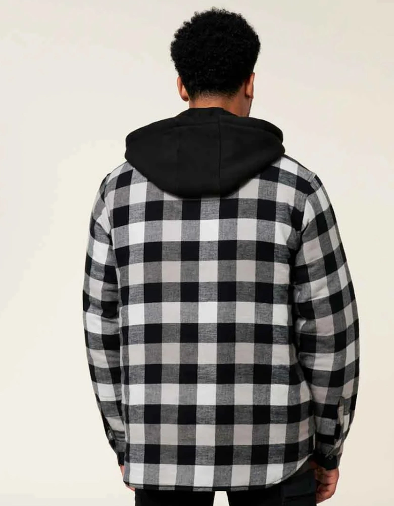 Men's Quilted Flannel Hooded Shacket Grey