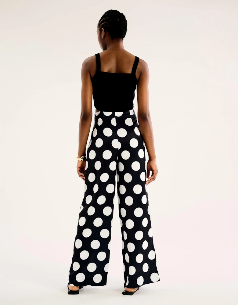 Lynx Satin Wide Leg Spot Print Trouser