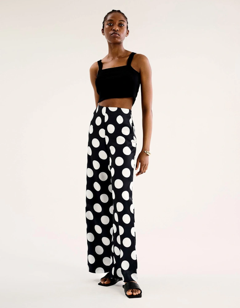 Lynx Satin Wide Leg Spot Print Trouser