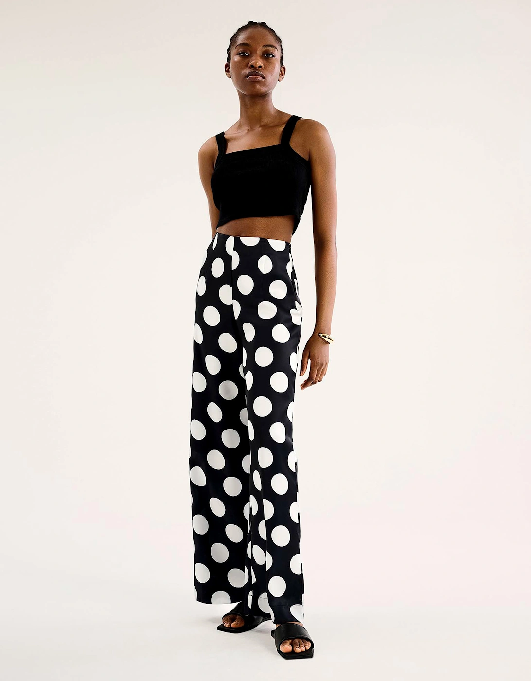 Lynx Satin Wide Leg Spot Print Trouser