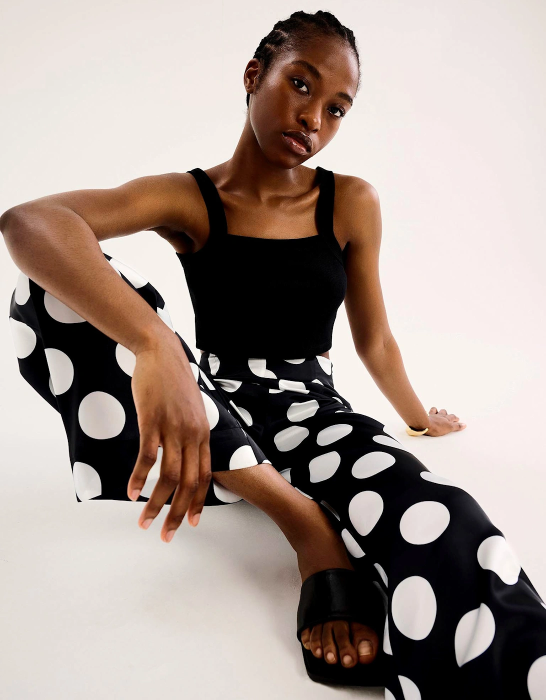 Lynx Satin Wide Leg Spot Print Trouser