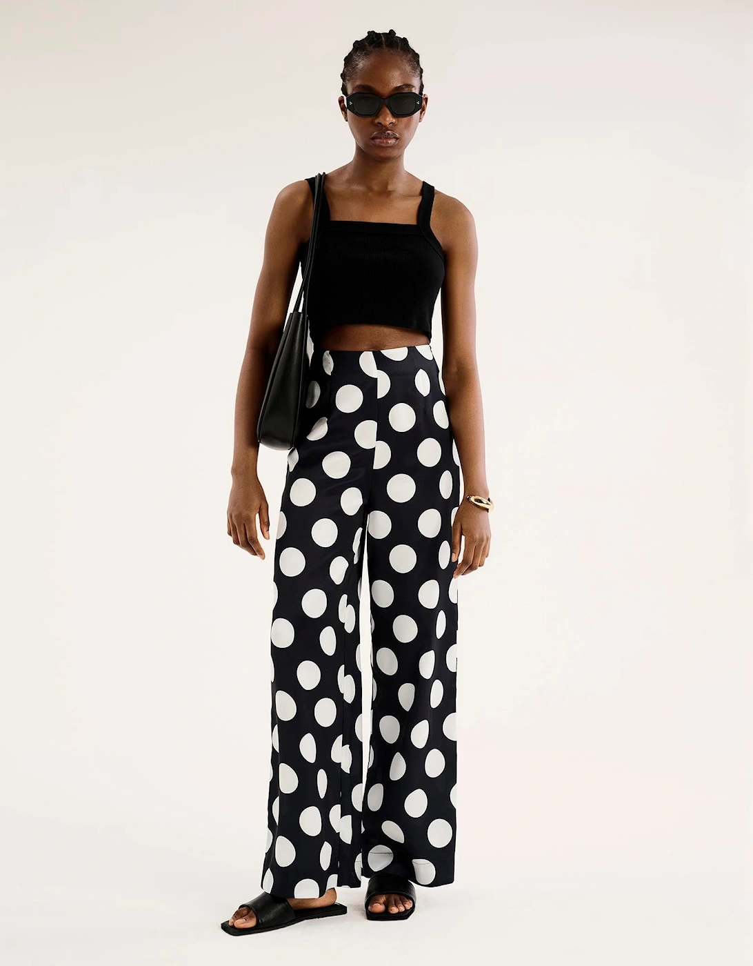 Lynx Satin Wide Leg Spot Print Trouser, 7 of 6