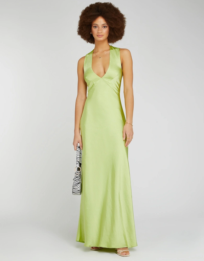 Nova Tie Back Dress in Lime Green