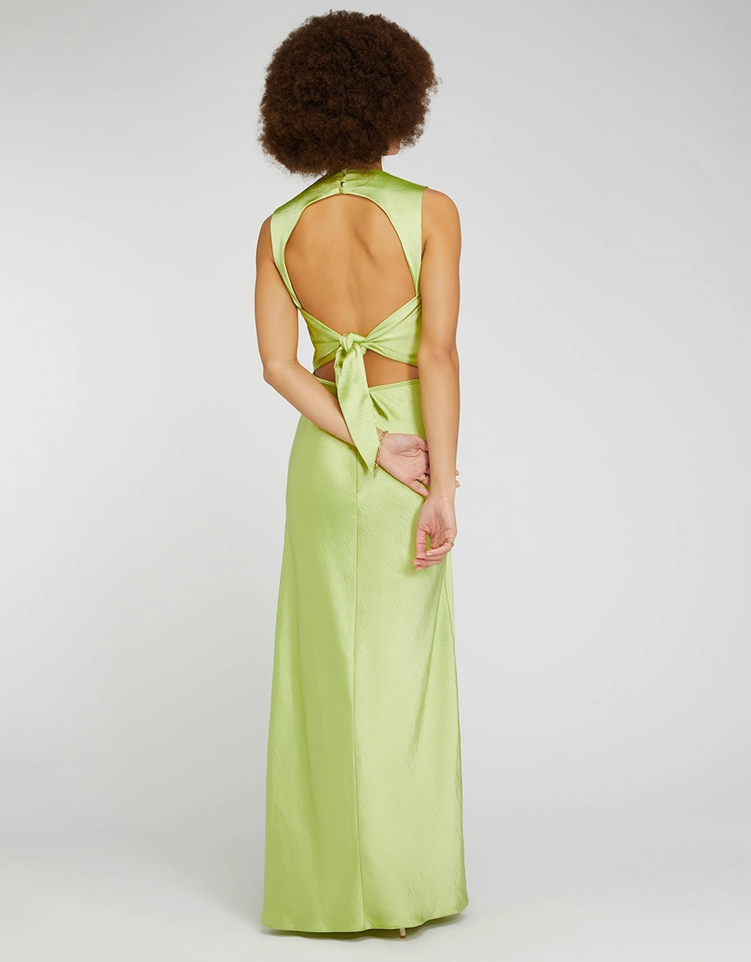 Nova Tie Back Dress in Lime Green