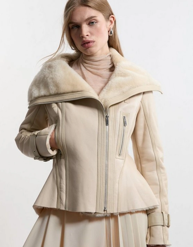 Shearling High Low Jacket