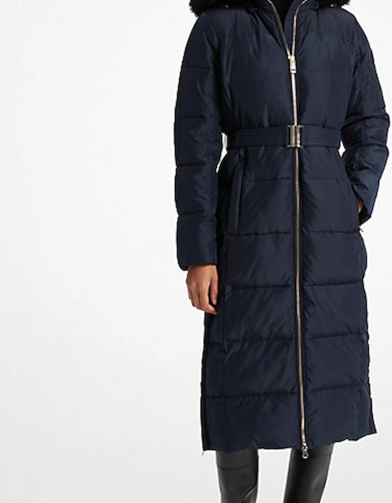 Faux Fur Trim Quilted Puffer Coat