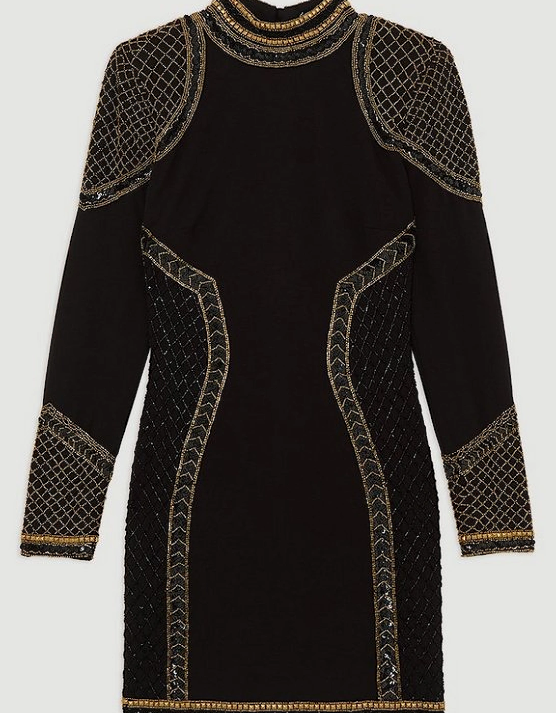 Beaded And Embellished Ponte Jersey Mini Dress