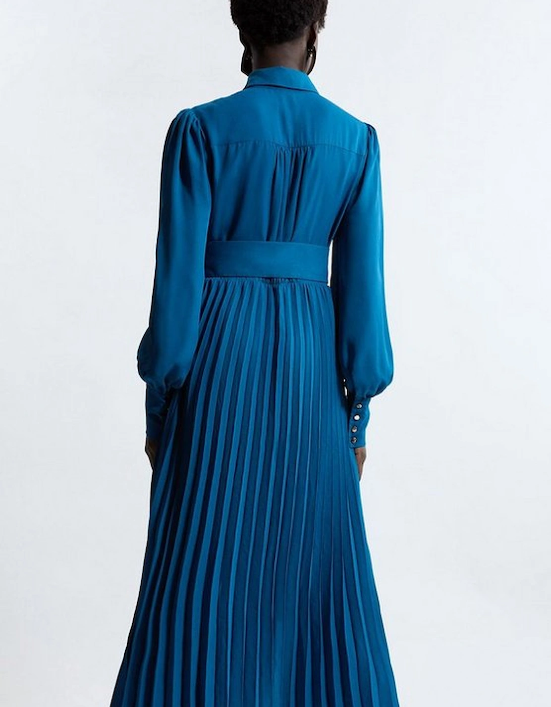 Tall Pleated Woven Maxi Shirt Dress With Belt