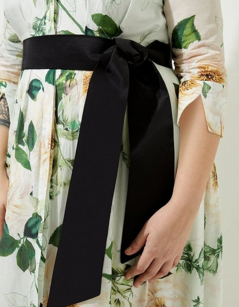 Lydia Millen Plus Size Floral Silk Cotton Woven Shirt Dress