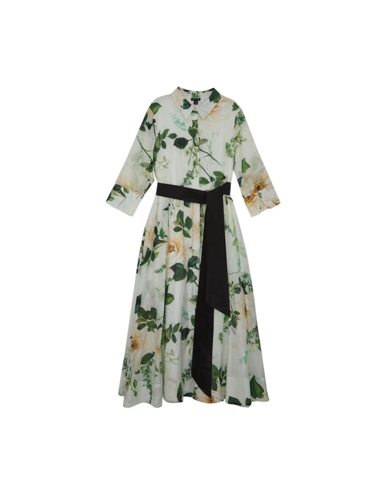 Lydia Millen Plus Size Floral Silk Cotton Woven Shirt Dress