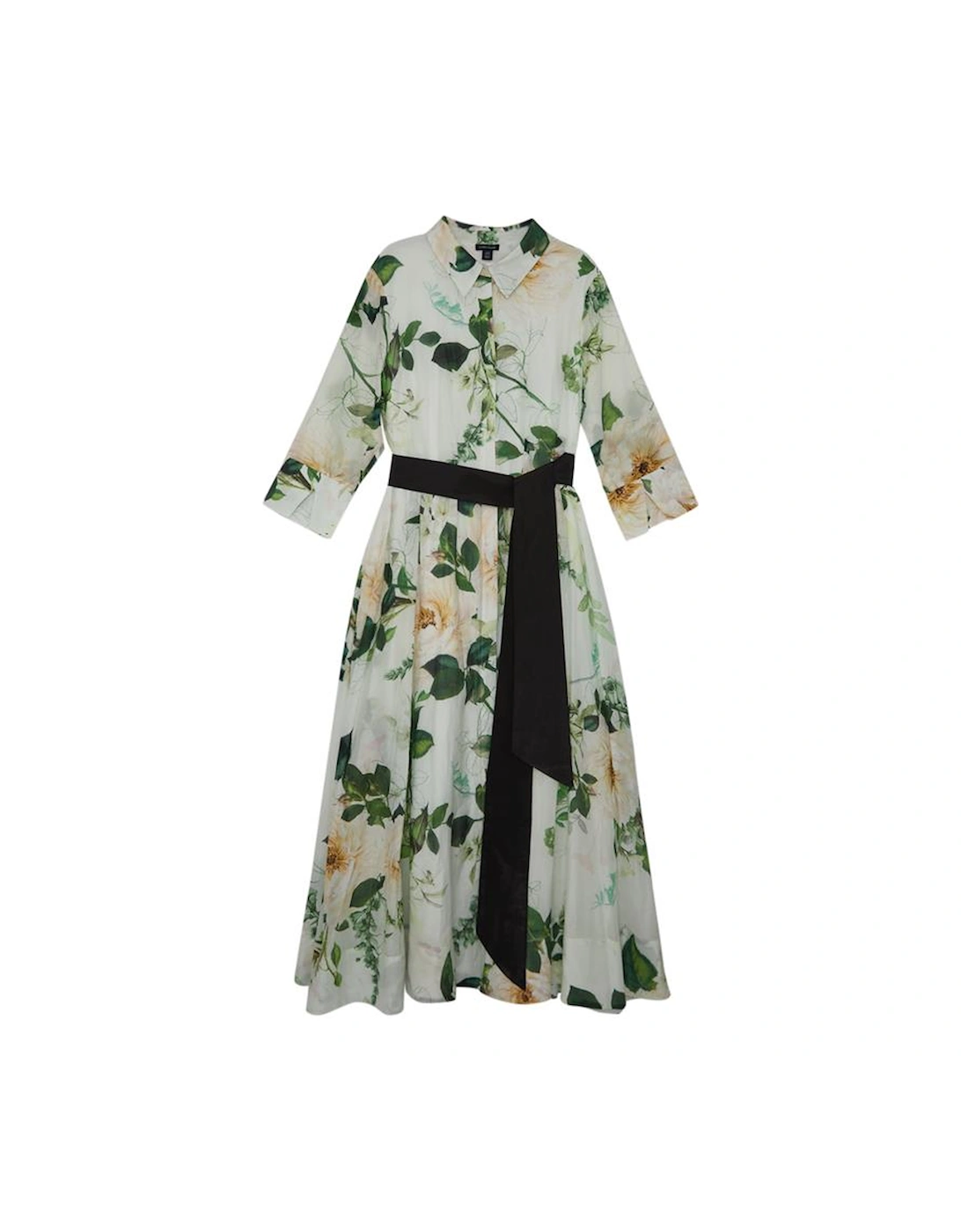 Lydia Millen Plus Size Floral Silk Cotton Woven Shirt Dress