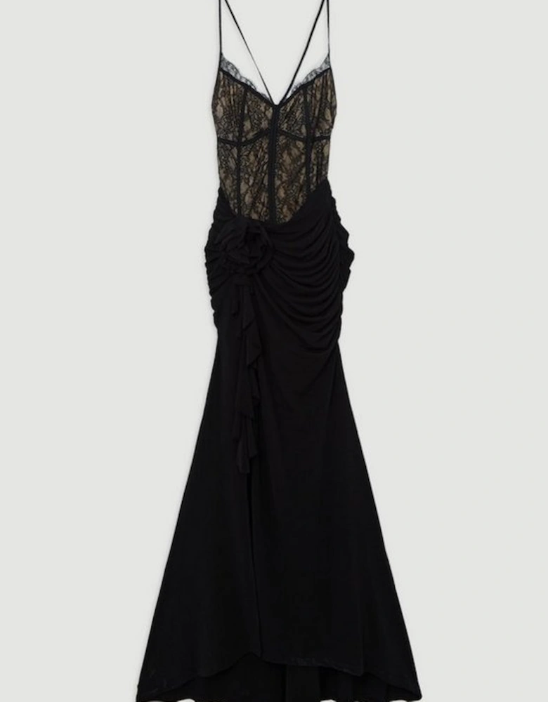 Lace And Jersey Crepe Maxi Dress