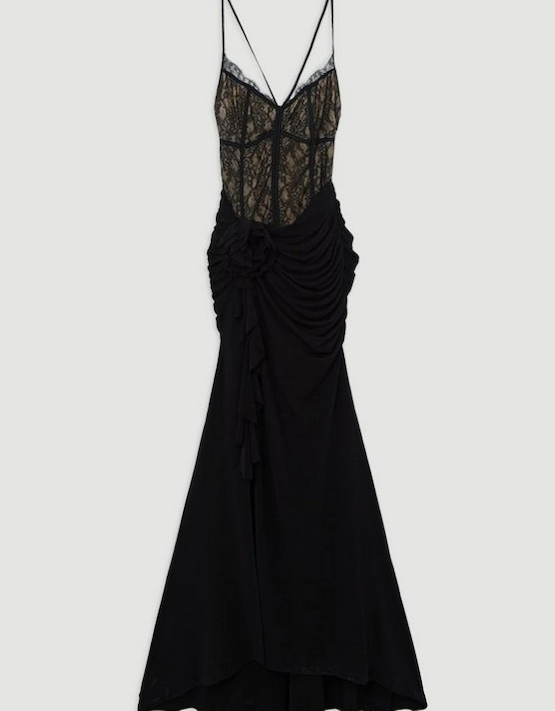 Lace And Jersey Crepe Maxi Dress