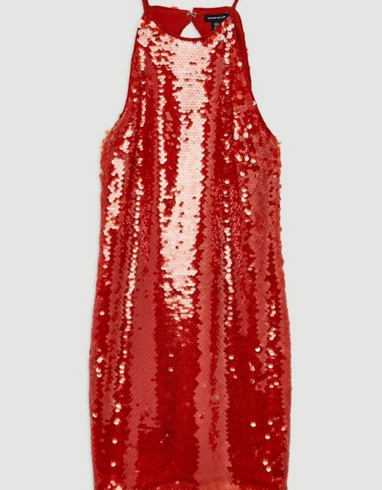 Layered Sequin Open Back Woven Mini Dress