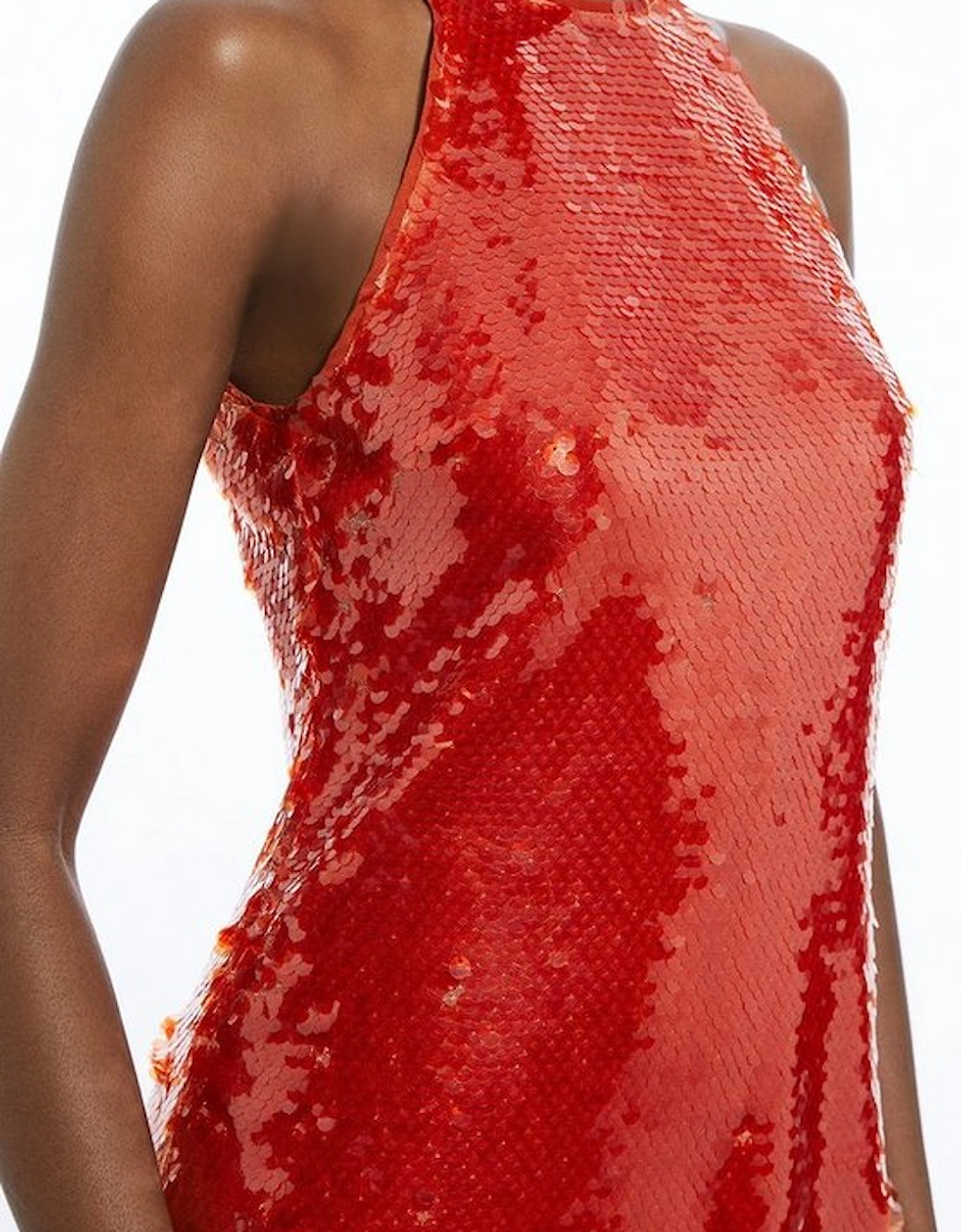 Layered Sequin Open Back Woven Mini Dress