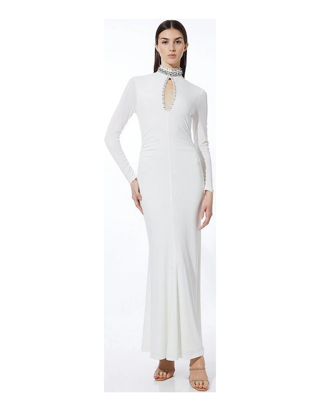 Petite Embellished Jersey Crepe Maxi Dress