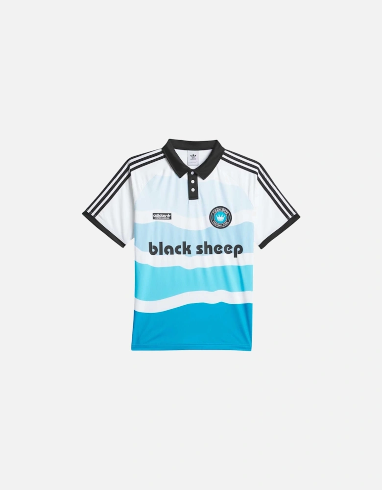 Black Sheep x CLTFC Football Shirt - White/Sharp Blue/Black