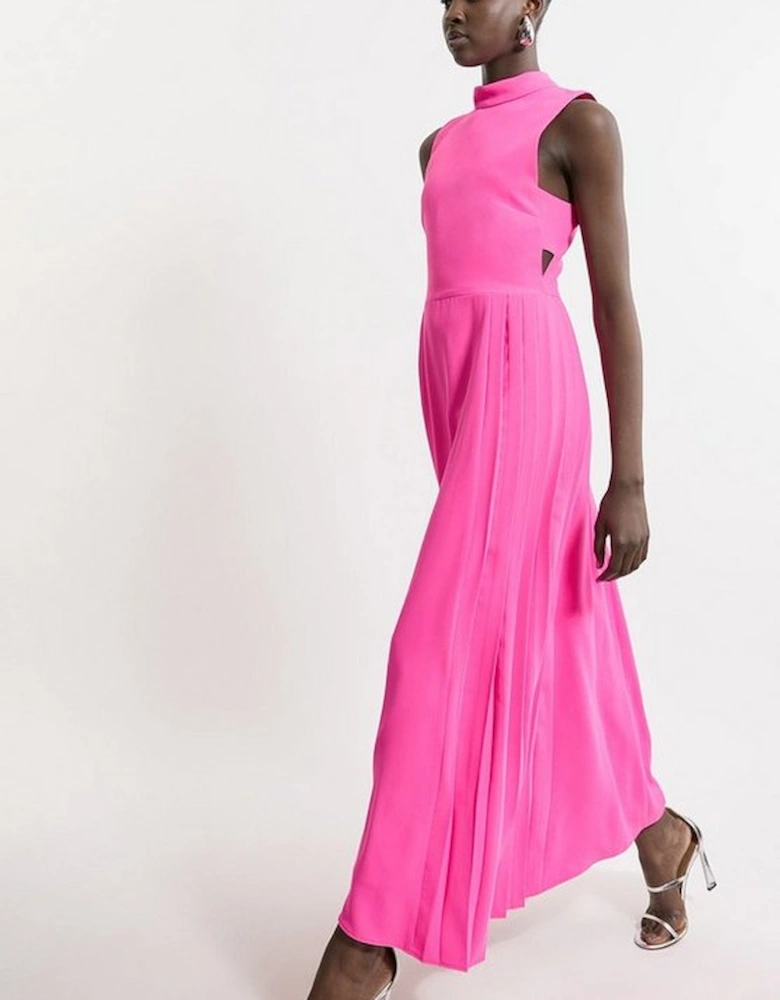 Soft Tailored Pleated Panel Midaxi Dress