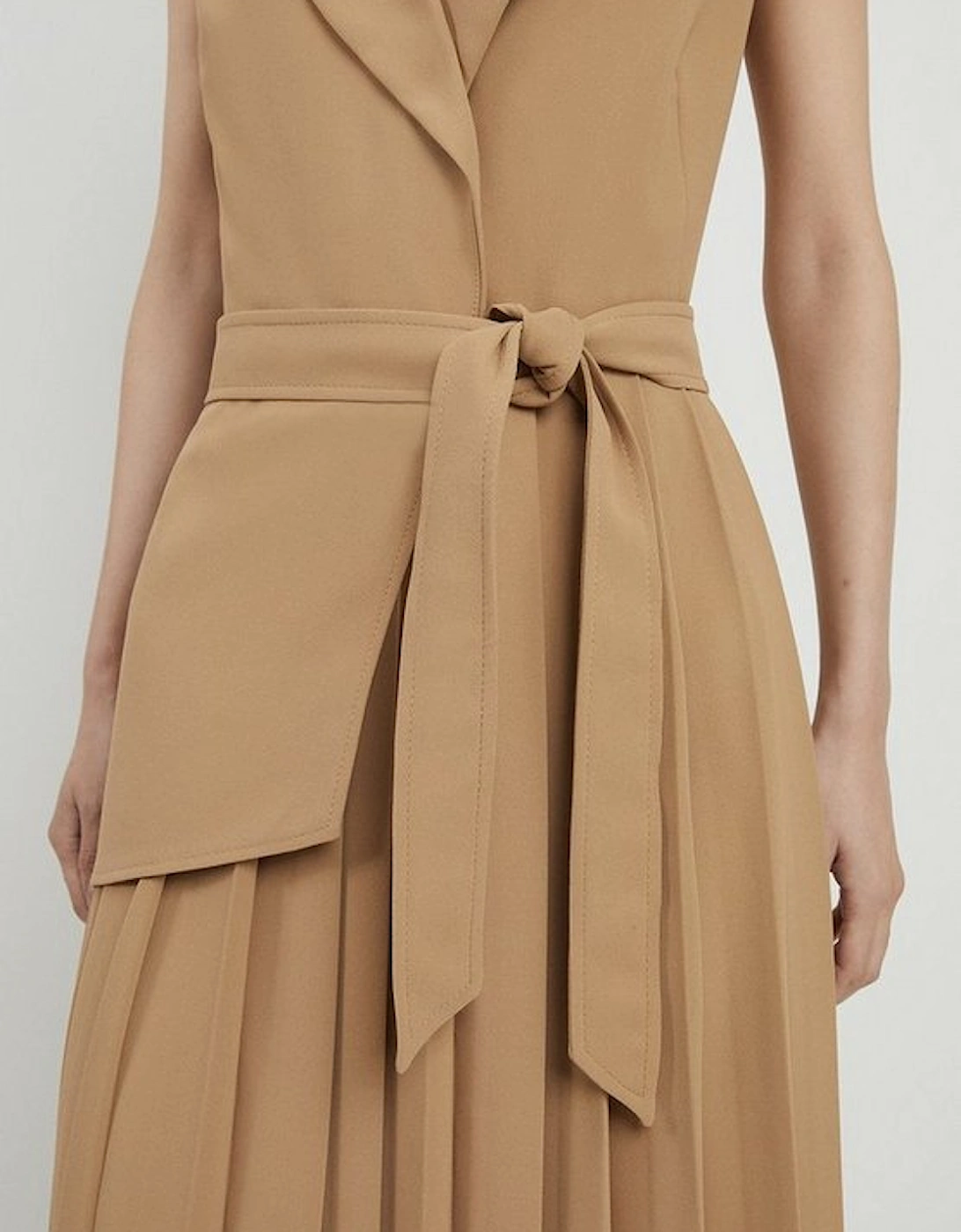 Tall Military Pleat Sleeveless Midi Dress