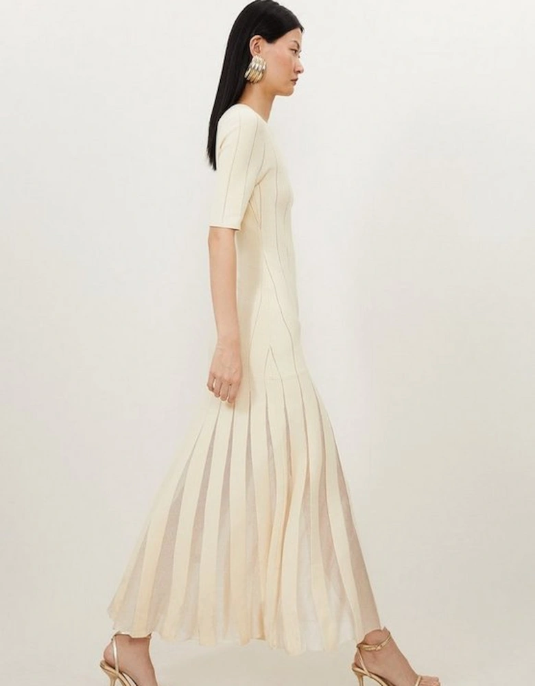Viscose Blend Filament Full Skirt Knit Midi Dress