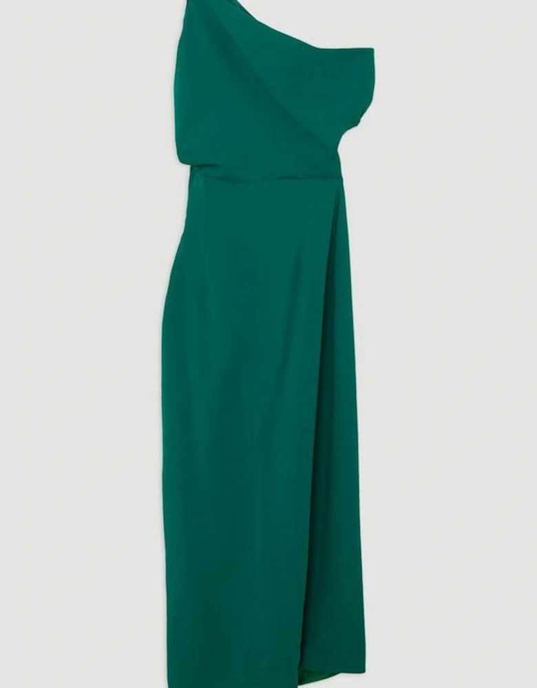 Compact Stretch Viscose One Shoulder Maxi Dress