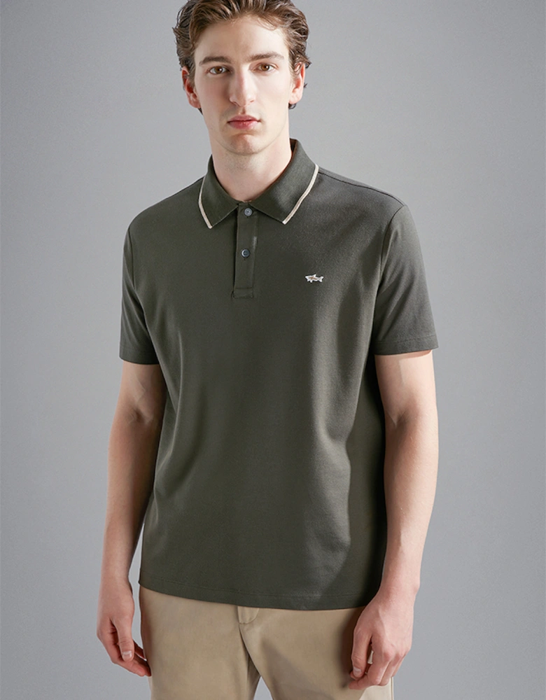 Men's Cotton Tencel Pique Polo Shirt with Shark Logo