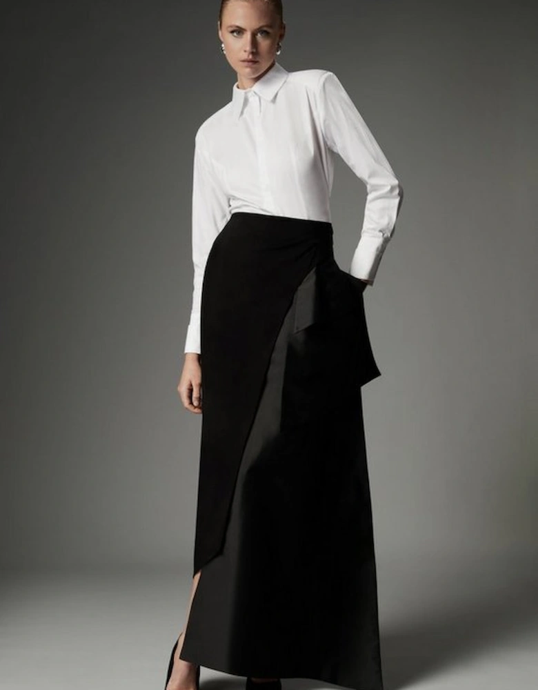 Archive Collection - Bow Detail Crepe Wrap Over Skirt