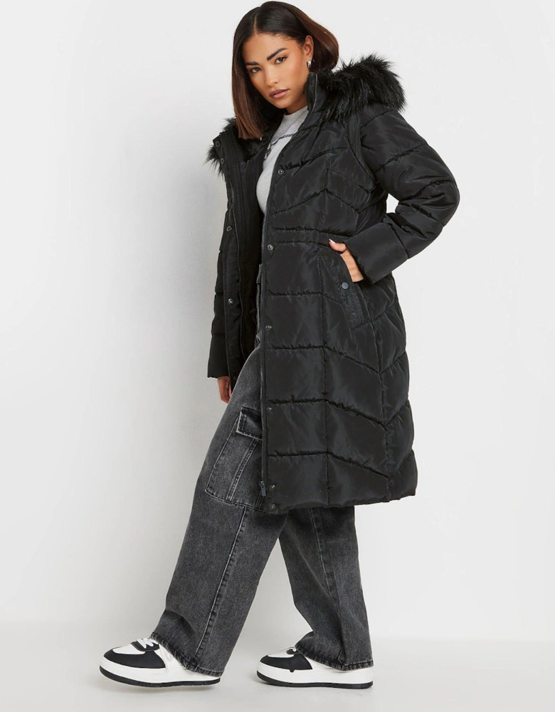 Petite Midi Padded 2in1 Coat - Black