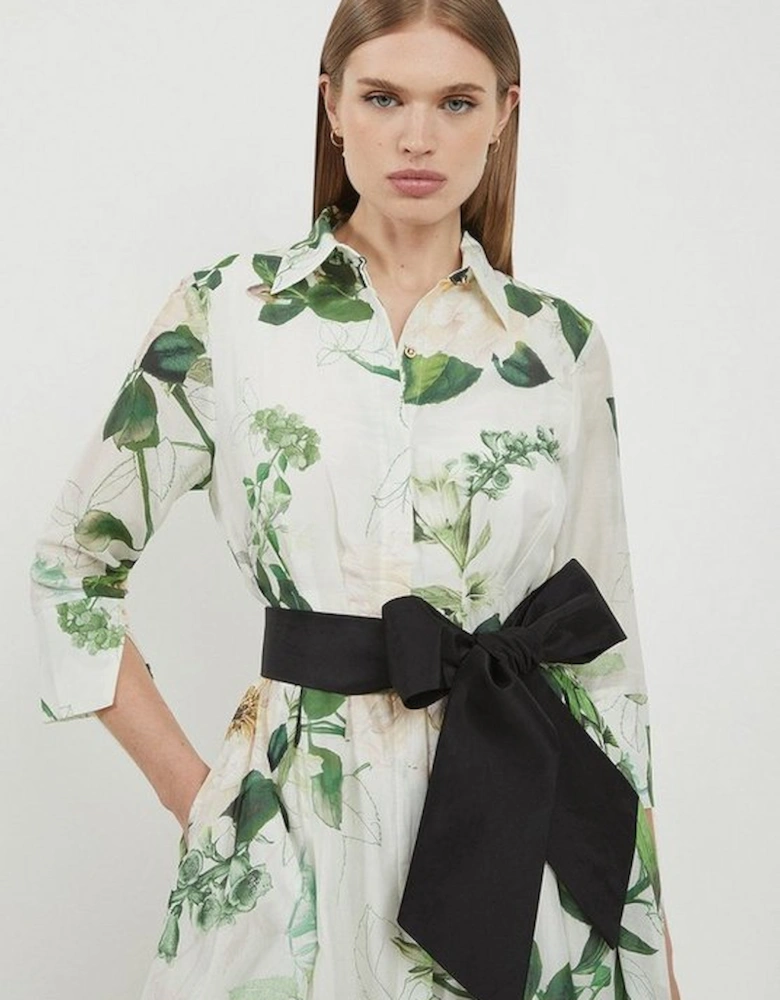 Lydia Millen Spring Floral Silk Cotton Woven Shirt Dress