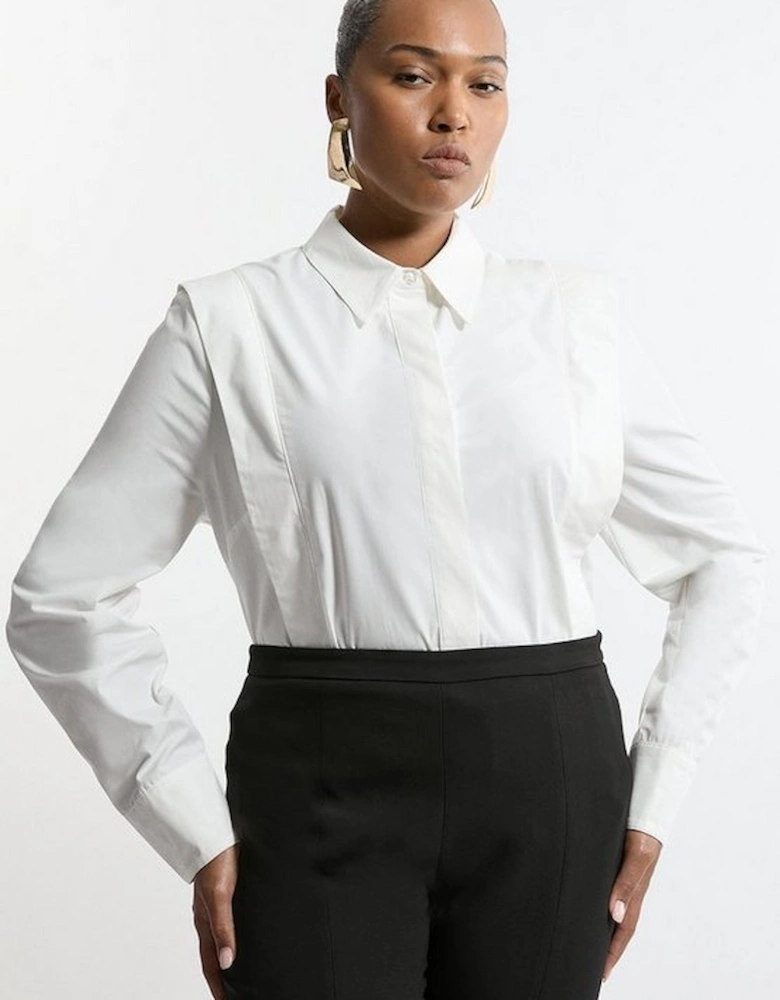 Plus Size Tailored Pin Tuck Waist Shirt