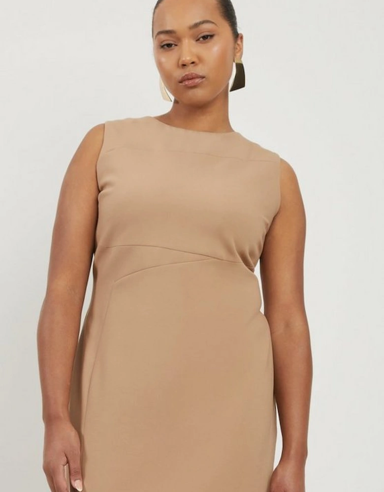 Plus Size Compact Stretch Tailored Pencil Midi Dress