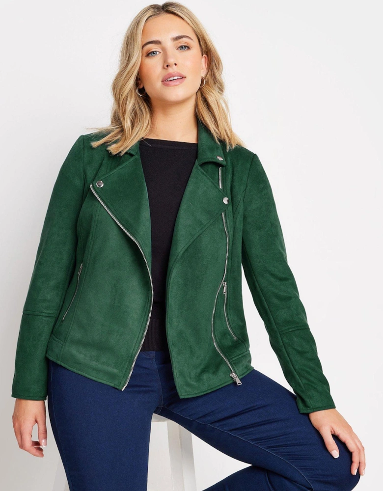 Suede Biker Jacket - Green