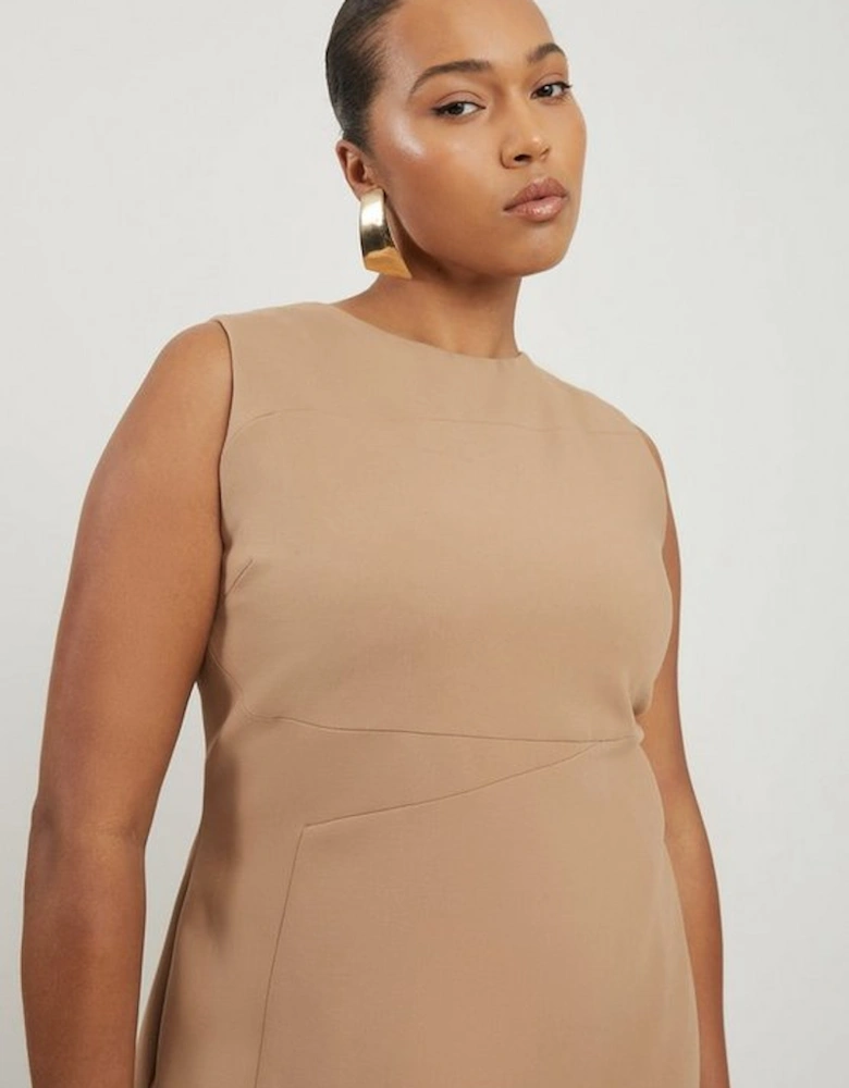 Plus Size Compact Stretch Tailored Pencil Midi Dress