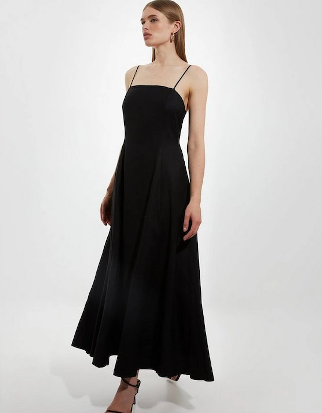 Viscose Linen Woven Strappy Maxi Dress