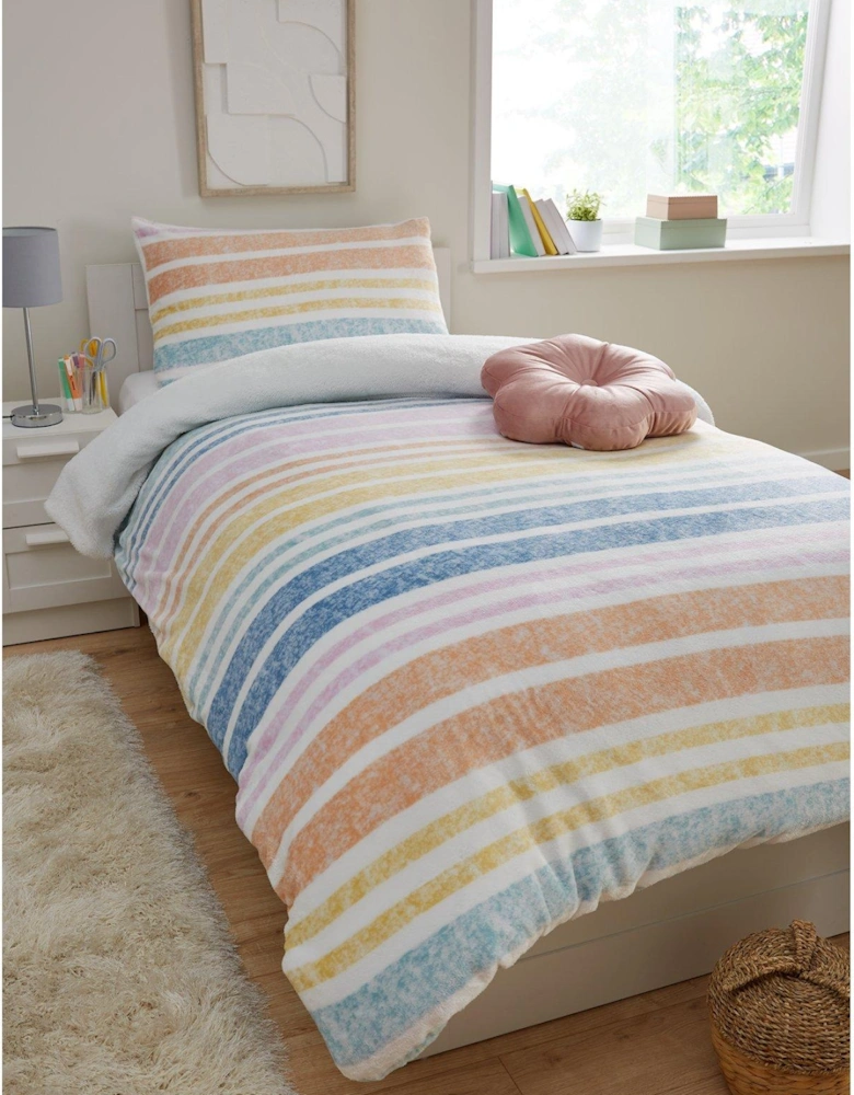 Kids Cosy Rainbow Fleece Duvet Cover Set