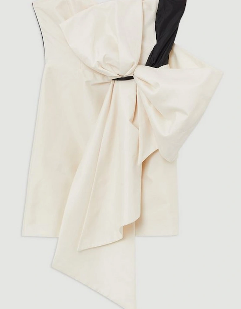 Archive Collection - Petite Bow Detail Off The Shoulder Crepe Woven Midi Dress