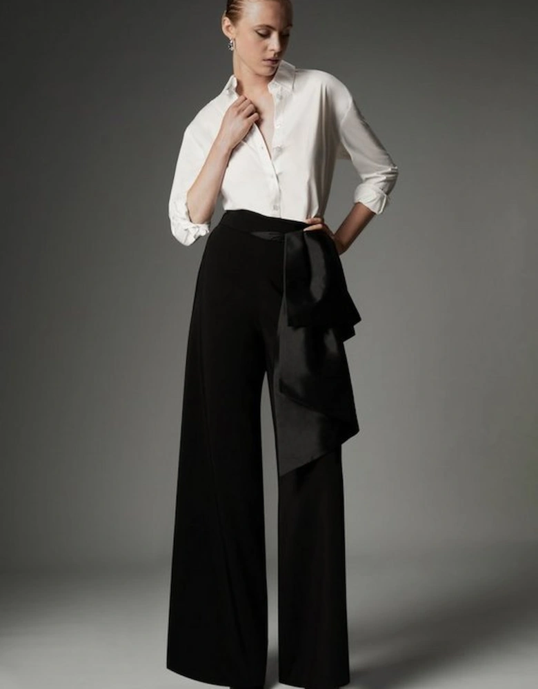 Archive Collection - Bow Detail Crepe Wide Leg Trouser