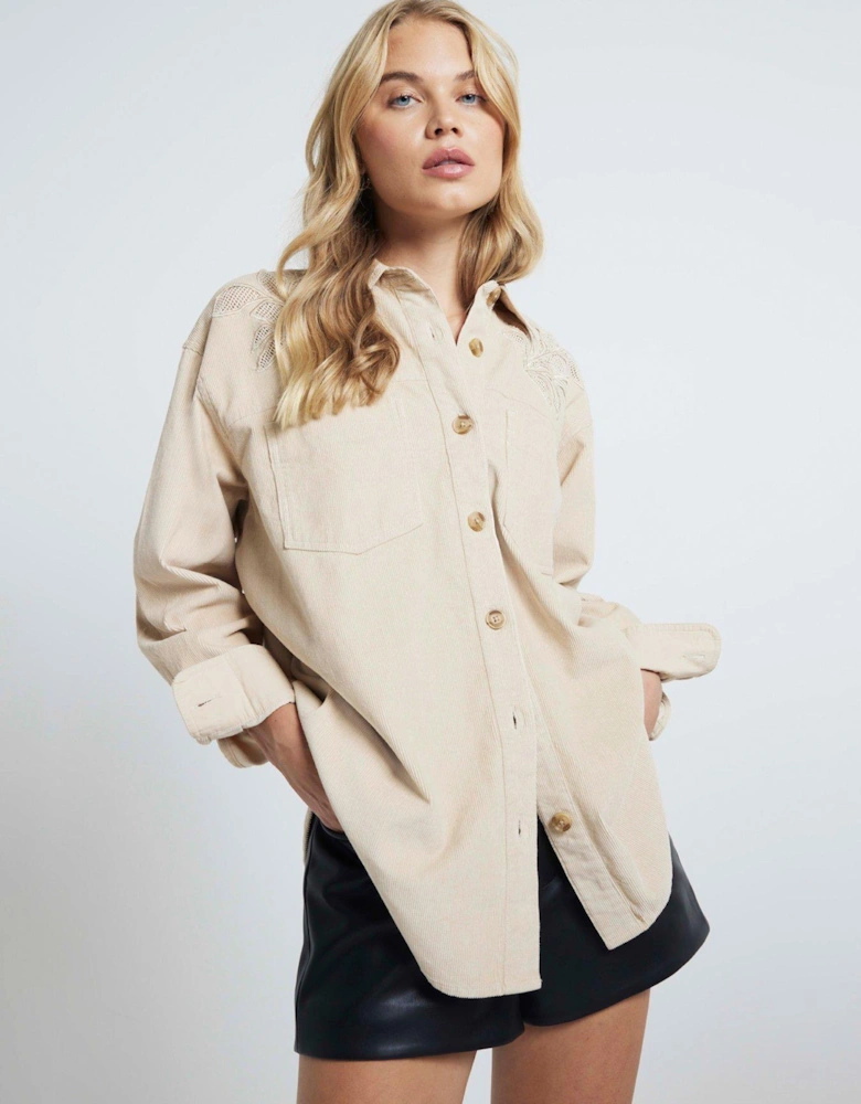 Cutwork Cord Shirt - Beige