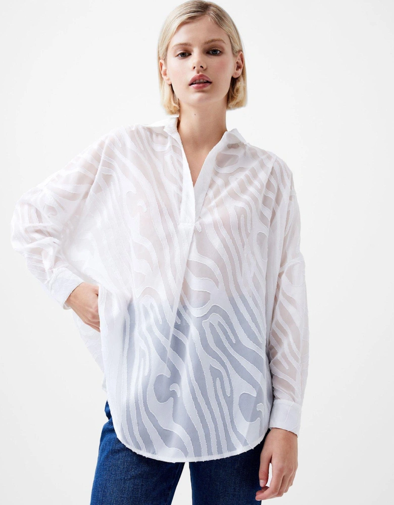 Zebra Printed Long Sleeve Shirt - White