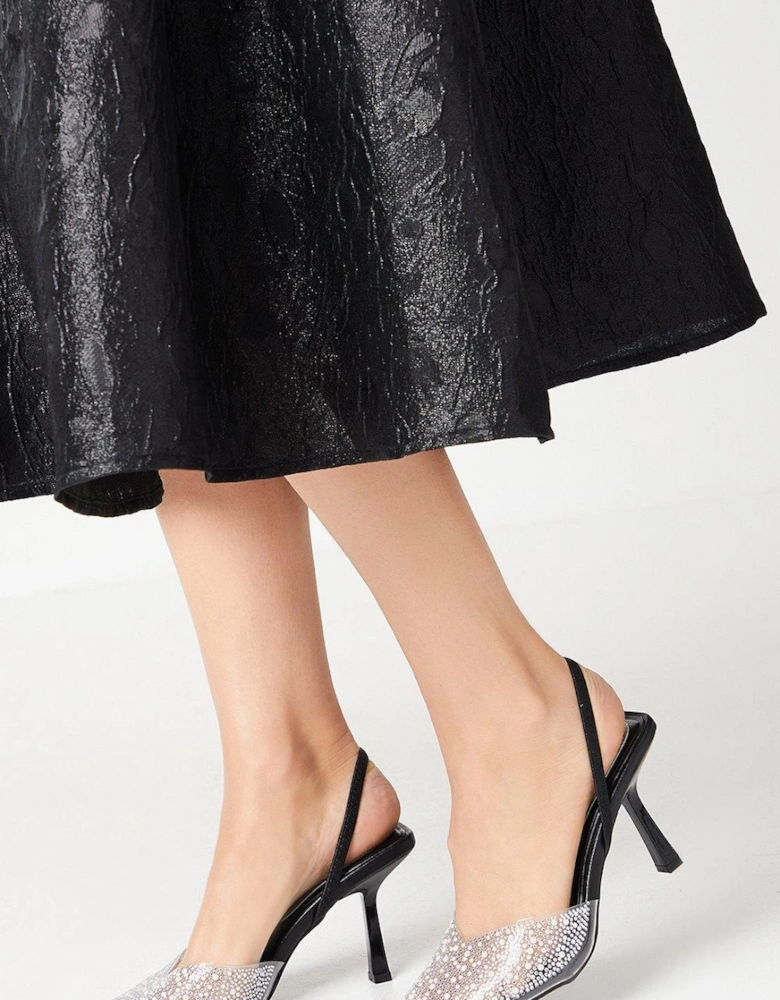 Tilly Diamante And Pearl Sling Back Pointed Court Shoes