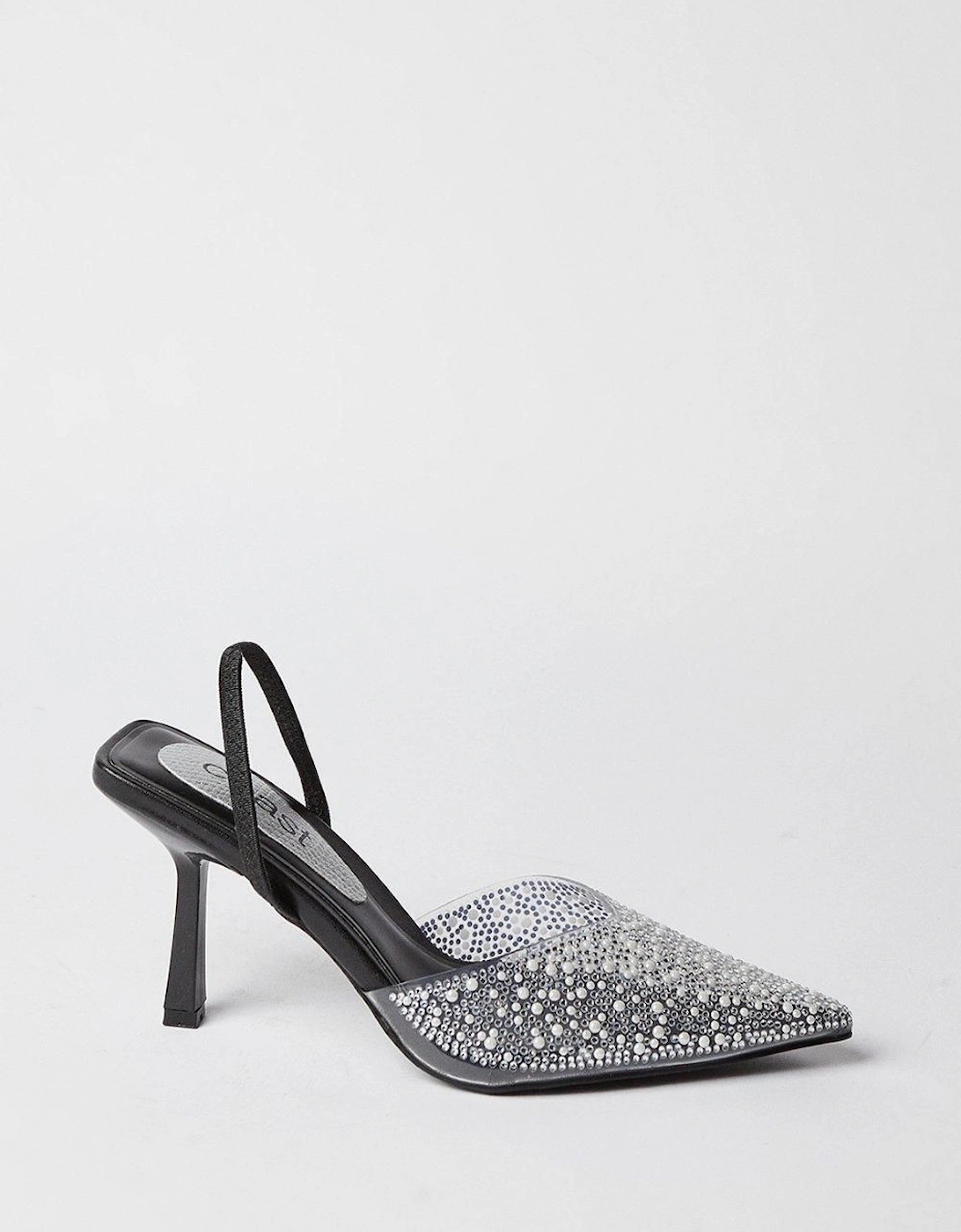 Tilly Diamante And Pearl Sling Back Pointed Court Shoes