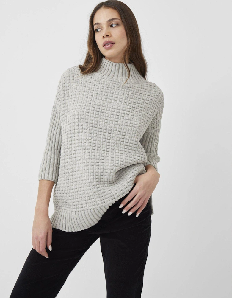 Ribbed Knit Oversized Jumper - Grey