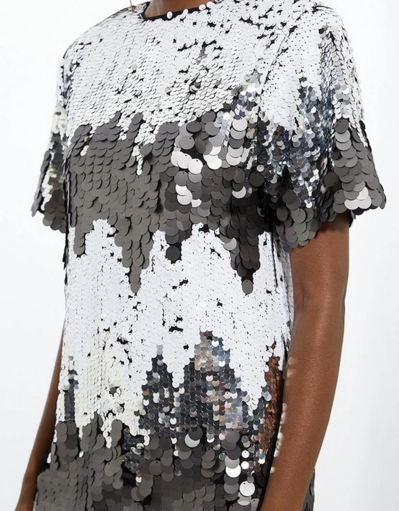 Mono Disc Sequin Woven Mini Dress