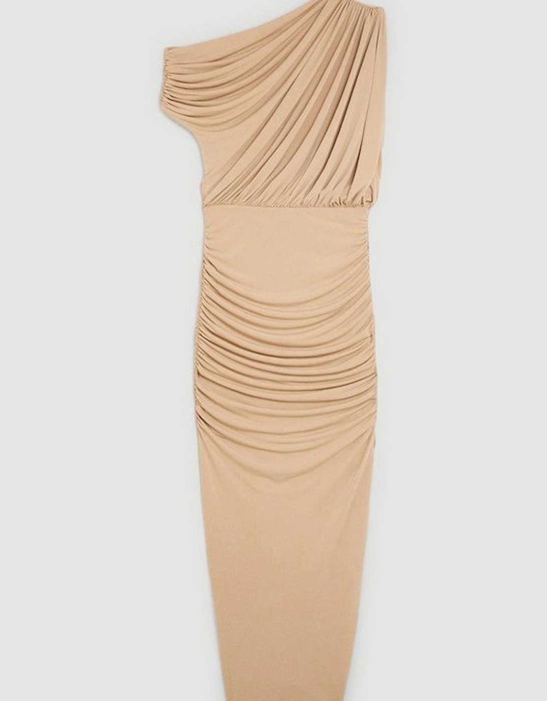 Jersey Crepe Asymmetric Neckline Maxi Dress