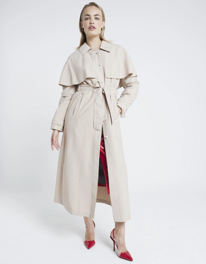 Belted Longline Cape Trench Coat