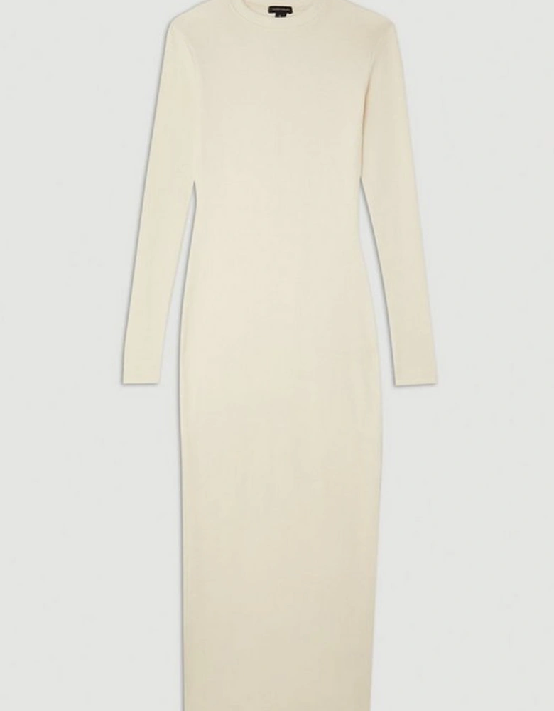 Compact Jersey Ribbed Midi Dress